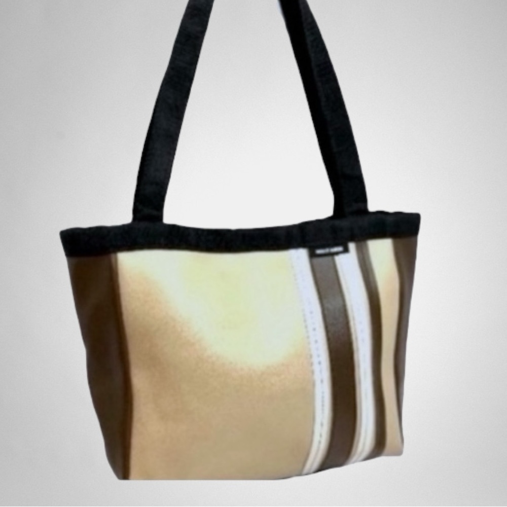 Holly Aiken Tan Hand Crafted Vinyl Snap Close Tote